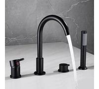Miscelatore Vasca da Bagno con Doccetta 360° Rotante a Collo di Coccole Rubinetto Bordo Bagno Dual Mode,nero