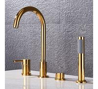 Miscelatore Vasca da Bagno con Doccetta 360° Rotante a Collo di Coccole Rubinetto Bordo Bagno Dual Mode,oro