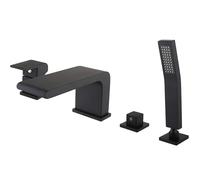 Miscelatore Vasca da Bagno con Doccetta a Cascata Monocomando 2 Modalità Rubinetto Bordo Vasca in Ottone,nero