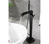 Miscelatore Vasca da Bagno Freestanding Cascata Acqua Fredda e Calda Rubinetto Freestanding Vasca-Nero