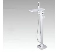 Miscelatore Vasca da Bagno Freestanding Cascata Ottone Rubinetto per Vasca da Bagno con Doccetta Acqua Fredda e Calda-Cromato