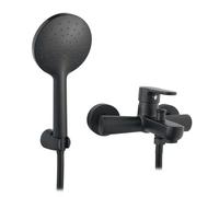 Miscelatore vasca nero opaco con duplex e kit doccia serie Paco