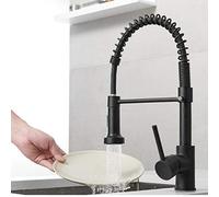 Miscelatori da Cucina Ottone Estraibile Calda e Fredda Molla Universale 2 Tipi Rotazione a 360° Miscelatore lavello Cucina-Nero