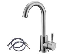 Miscelatori per lavabo Piccolo miscelatore per lavello da cucina senza piombo Rubinetti per lavabo in acciaio inossidabile SUS304 Maniglia singola Girevole a 360° Rubinetto per lavabo da bagno con t