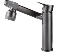 Miscelatori per Lavabo Rubinetto per Lavabo Interamente in Rame Rubinetto per Lavabo Caldo E Freddo Bagno Mobiletto per Bagno retrò Arte Rubinetto Girevole per Lavabo da Appoggio, Gray Short