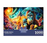 Mischievous Gorilla Jigsaw Puzzle 1000 Pezzi Classici Per Adulti E Bambini ≥12 Anni Giochi Del Cervello Per Appassionati Esperti Decorazione Casa Allenamento Memoria 38x26cm/1000pcs