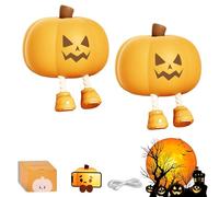 Mischievous Grinning Pumpkin Night Light, 2025 New Cute Halloween Pumpkin Night Light with 3 Level Dimmable, Rechargeable Silicone & ABS Soft Touch Lamp (A-2Pcs)