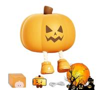 Mischievous Grinning Pumpkin Night Light, 2025 New Cute Halloween Pumpkin Night Light with 3 Level Dimmable, Rechargeable Silicone & ABS Soft Touch Lamp (A)