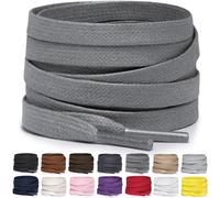 Miscly Lacci Piatti in Cotone Cerato per Stivali, Sneaker e Scarpe - Disponibili in Diverse Lunghezze e Colori (Grigio, 183 cm)