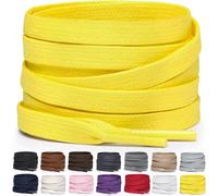 Miscly Lacci Piatti in Cotone Cerato per Stivali, Sneaker e Scarpe - Disponibili in Diverse Lunghezze e Colori (Giallo, 69 cm)