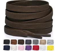 Miscly Lacci Piatti in Cotone Cerato per Stivali, Sneaker e Scarpe - Disponibili in Diverse Lunghezze e Colori (Marrone Scuro, 114 cm)