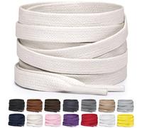 Miscly Lacci Piatti in Cotone Cerato per Stivali, Sneaker e Scarpe - Disponibili in Diverse Lunghezze e Colori (Bianco Sporco, 183 cm)