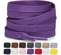 Miscly Lacci Piatti in Cotone Cerato per Stivali, Sneaker e Scarpe - Disponibili in Diverse Lunghezze e Colori (Viola, 137 cm)