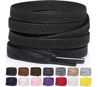 Miscly Lacci Piatti in Cotone Cerato per Stivali, Sneaker e Scarpe - Disponibili in Diverse Lunghezze e Colori (Nero, 91 cm)
