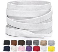 Miscly Lacci Piatti in Cotone Cerato per Stivali, Sneaker e Scarpe - Disponibili in Diverse Lunghezze e Colori (Bianco, 137 cm)