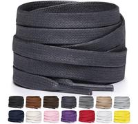Miscly Lacci Piatti in Cotone Cerato per Stivali, Sneaker e Scarpe - Disponibili in Diverse Lunghezze e Colori (Grigio Scuro, 183 cm)