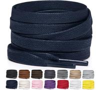 Miscly Lacci Piatti in Cotone Cerato per Stivali, Sneaker e Scarpe - Disponibili in Diverse Lunghezze e Colori (Blu Navy, 160 cm)