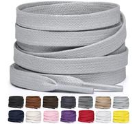 Miscly Lacci Piatti in Cotone Cerato per Stivali, Sneaker e Scarpe - Disponibili in Diverse Lunghezze e Colori (Grigio Chiaro, 91 cm)