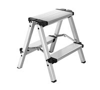 Miscoos Scaletta 2 Gradini Pieghevole in Alluminio, Piccola Scala Domestica a Doppio Accesso, Antiscivolo e Stabile, Capacità Max 150 kg, Facile da Riporre