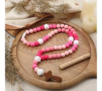 Misdary Rosario in silicone per bambini, rosario per battesimo, con croce, per il primo anno, per feste di battesimo, regalo per baby shower, comunione cristiana (rosario)