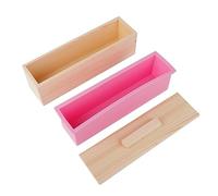 MISDBOUBM 900ML Rectangle Silicone Soap Mold with Wooden Shell Lid, Food Grade DIY Tool for Baking Cake Chocolate Ice Jelly, Heat Resistant Oven Freezer Safe Mold for Home Crafting and Cooki