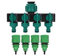 MISDBOUBM DN20 DN25 FNPT 4 Way Garden Hose Faucet Splitter, Garden Hose Connector with 1/4in Quick Connector, Independent Control for Each Outlet, Rust Plastic Material for Outdoor