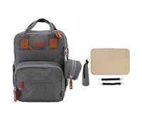 MISDBOUBM Zaino porta pannolini ricamato a doppia tracolla, grande capacità 20 L, borsa per pannolini con cinghie per passeggino, tasche termiche per bottiglie e porta USB, ideale per i (Grigio)