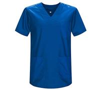 MISEMIYA - Abbigliamento Lavoro Unisex Collo Picco Maniche Corte Uniforme Clinica Ospedale Pulizia Veterinario IGIENE OSPITALITÁ - Ref.817 - Small, Azul 37