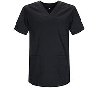 MISEMIYA - Abbigliamento Lavoro Unisex Collo Picco Maniche Corte Uniforme Clinica Ospedale Pulizia Veterinario IGIENE OSPITALITÁ - Ref.817 - Small, Nero