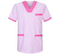 MISEMIYA - Abbigliamento Lavoro Unisex Collo Picco Maniche Corte Uniforme Clinica Ospedale Pulizia Veterinario IGIENE OSPITALITÁ - Ref.817 - Small, Fucsia T817-9
