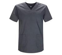 MISEMIYA - Abbigliamento Lavoro Unisex Collo Picco Maniche Corte Uniforme Clinica Ospedale Pulizia Veterinario IGIENE OSPITALITÁ - Ref.817-3XL, Grigio