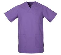 MISEMIYA - Abbigliamento Lavoro Unisex Collo Picco Maniche Corte Uniforme Clinica Ospedale Pulizia Veterinario IGIENE OSPITALITÁ - Ref.817 - Small, Lilla