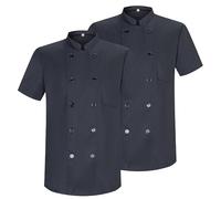 MISEMIYA - Confezione 2 unità -Chef Giacche Signore con Maniche Corte - Ref.8421 - X-Large, Giacca da Cuoco 8421 - Nero