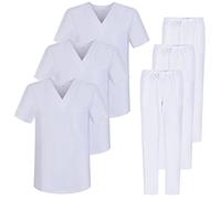 MISEMIYA - Confezione * 3 Set - Uniforme Medica con Maglia e Pantaloni Uniformi Mediche Camice Uniformi sanitarie - Ref.3-8178 - Medium, Bianco 68