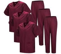 MISEMIYA - Confezione * 3 set - Uniforme Medica con Maglia e Pantaloni Uniformi Mediche Camice Uniformi sanitarie - Ref.3-8178 - X-Small, Granato 22