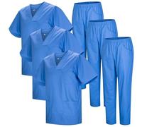 MISEMIYA - Confezione * 3 Set - Uniforme Medica con Maglia e Pantaloni Uniformi Mediche Camice Uniformi sanitarie - Ref.3-8178 - XX-Large, Celeste 22