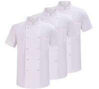 MISEMIYA - Confezione 3 unità -Chef Giacche Signore con Bottone RIFORMATO - Ref.8421B - Large, Bianco