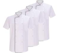 MISEMIYA - Confezione 3 unità -Chef Giacche Signore con Bottone RIFORMATO - Ref.8421B - Small, Bianco 21