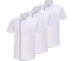 MISEMIYA - Confezione 3 unità -Chef Giacche Signore con Bottone RIFORMATO - Ref.8421B - Small, Bianco 21