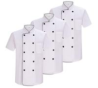 MISEMIYA - Confezione 3 unità -Chef Giacche Signore con Maniche Corte - Ref.8421 - XX-Large, Bianco 21