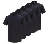 MISEMIYA Confezione 5 unità-Giacche da Chef MZ-5-8421B Chef's Jacket, Nero, 5XL (Pacco da 5) Men's