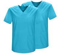 MISEMIYA - Confezione da 2 Pezzi - Casacca Sanitaria Unisex Uniformi Sanitari Uniforme Sanitarie - 2-817, Ciano, 5XL