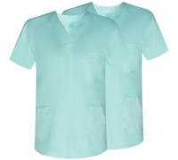 MISEMIYA - Confezione da 2 Pezzi - Casacca Sanitaria Unisex Uniformi Sanitari Uniforme Sanitarie - 2-817, Turchese, XL