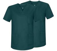 MISEMIYA - Confezione da 2 Pezzi - Casacca Sanitaria Unisex Uniformi Sanitari Uniforme Sanitarie Uniforme Mediche - Ref.817 * 2 - L, Verde Scuro, Verde Scuro, L