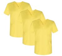 MISEMIYA - Confezione da 3 Pezzi - Casacca Sanitaria Unisex Uniformi Sanitari Uniforme Sanitarie Uniforme Mediche 3-817, Giallo, M