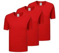 MISEMIYA Confezione da 3 Pezzi - Maglietta con Maniche Corte 100% Cotone 3-TS135, Rosso, S