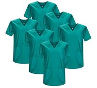 MISEMIYA - Confezione da 6 unità - Unisex Cappotto Sanitario Dottore Infermiere Sanitario Uniform - Large, Verde 21