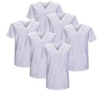 MISEMIYA - Confezione da 6 unità - Unisex Cappotto Sanitario Dottore Infermiere Sanitario Uniform - Large, Bianco 21