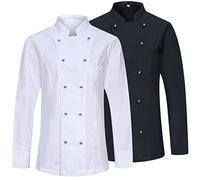 MISEMIYA Forfait 2 Unités-Veste De Chef Femme Pacchetto 2 unità-Giacca da Cuoco da Donna KZ-2-848, Black-White, S (Pacco da 2)