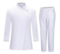 MISEMIYA - Giacca da Cuoco e Pantaloni da Donna - Giacca da Cuoco da Donna - Divisa da ospitalità - 731-8312 - X-Large, Bianco